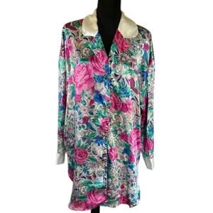 Vintage Victoria’s Secret Gold Label Satin Floral Nightshirt - M/L
